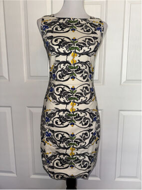 Samantha Sung Peony Sheath Dress Women's 2P Baroque Floral Derby Preppy Chic